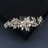 Hair Clips Wedding Jewelry Hand-made Pearl Comb Flower Leaf Decoration Dress Disc Bride Show Headdress