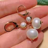 Pendientes colgantes Moda Natural Blanco Plano Perla redonda Grande Pequeño Oro Fiesta del DÍA DE SAN VALENTÍN Accesorios de boda de la suerte Diy CARNAVAL