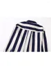 Women's Blouses YENKEY 2023 Women Vintage Striped Satin Loose Shirt Long Sleeve Front Button Female Casual Blouse Chic Blusas Mujer