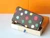 MT Yayoi kusama Multi-color Dot Purse Designer Clutch Bags Purse Long Zipper Hold Purse SaraキーポーチレザーエンベロープクレジットカードホルダーM81864/M81980