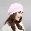 ベレー帽の女性女性冬の模倣ウサギのヘアハット冬のウールの帽子厚い女性のための暖かいニットハット帽子帽子帽子キャップ231113