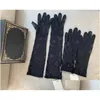 Five Fingers Gloves Black Tle For Women Designer Ladies Letters Print Embroidered Lace Driving Mittens Ins Fashion Thin Party 2 Drop Dh5Gz