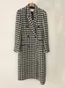 مزيج من الصوف النسائي معطف Houndstooth Women Vintage Faux Overcoat Female الخريف الشتاء السميك الدافئ سترة السيدات الكورية أزياء الطول معاطف المزيج 231114