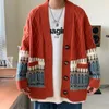 Men's Sweaters Retro Knitted Cardigan Men Streetwear Stripe Pattern Classic Coat Mens Harajuku Hip Hop Casual Jumper Couples