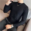 Men's Sweaters Autumn Winter Stretch Jacquard Woven O-Neck Sweater Men's Waffle Slim Fit Long Sleeve Knitted Pullovers Casual Streetwear Homme 231114