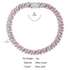 Chokers Trendy różowy łańcuch kubański mikro utwardzony usta kursywą list wisiorek 14 mm darowizny biżuterii 231114