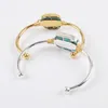 Bangle Natural Turquoise Wire Wrapped For Women Gold/Silver Color Adjustable Open 2023 Fashion Jewelry Accessories