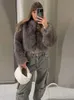 Damesbont Faux Dames Warm Fluffy Cropped Jasje Losse Lange Mouw O Hals Vrouwelijk Vest Winter Mode Dame Street chic Overjas 231114