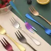 Forksie kawałki Gold Fruit Fork ze stali nierdzewnej Zestaw herbaciany z lodami