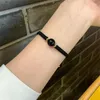 Pulsera de cristal de fresa roja para mujer, cuerda de mano tejida, regalo, cuentas de la suerte de obsidiana, joyería para parejas