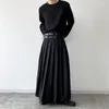 Men's Pants Personality Men Casual Skirts Double Belt Design Pleated Loose Trousers Streetwear Punk Japanese Style Fashion
