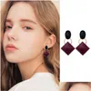 Charme Vintage Long Carré Boucle D'oreille Grandes Boucles D'oreilles Géométriques Pour Les Femmes Classique Claret Oreille Stud Goldcolor Fine Jewelry Drop Delive Dhgarden Dh4Du