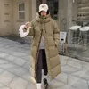 Femmes en cuir simili cuir hiver surdimensionné longue neige Parka à capuche coton rembourré doudoune manteau femmes sur le genou épais chaud coupe-vent vêtements d'extérieur 231113