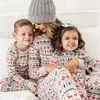 Bijpassende familie-outfits Kerst familie bijpassende pyjama set ma papa kinderen meisjes elanden print pak baby romper nachtkleding jaar kerst pyjama outfit 231113