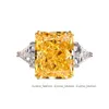 Hailer Jewelry Radiant Cut Vivid Yellow color Ice Crush Cubic zircon engagement wedding girls designs silver rings for women