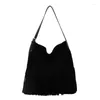 Sacs de soirée Vintage PU cuir gland dames seau simple couleur unie sac de messager pour femmes mode grande capacité femme fourre-tout sac à main