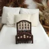 تذكارات Nordic Retro Mini Bed Baby Po Pros Wooden Bead Bed Bed Baby Baby Doll Born Prograg