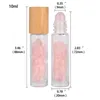 Storage Bottles 6 Pcs/lot 10ml Glass Roll On With Natural Gemstone Roller Ball For Essential Oils Bamboo Lids Travel Cosmetic