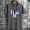 남자 tshirts jfuncy 2023 여름 남자 t 셔츠 짧은 슬리브 면화 패션 편지 인쇄 플러스 크기 6xl 남자 느슨한 tshirts 남성 티 탑 230414