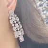 Baumeln Ohrringe Mode Trendy Klar Weiß Geometrische Zirkonia Frauen Lange Tropfen Brasilien Stil Party Ohrring Brincos Femme E-1064