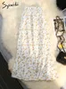 Kjolar syiwidii ​​shirring sjöjungfru kjolar för kvinnor sommar blommig tryck sexig chiffong midi lång kjol koreansk mode eleganta kjolar 230414