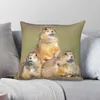 Kuddefodral tre Prairie Dogs Square Pillow Case Polyester Linen Velvet Creative Zip Decor Throw Soffa Seater Cushion 45x45