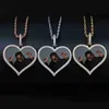 Pendant Necklaces TOPGRILLZ Custom Made Photo Heart Medallions Necklace Pendant With 4mm Tennis Chain AAA Cubic Zircon Men's Hip Hop Jewelry T230413