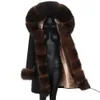 Womens Fur Faux Natural Real Fox Jacke Coat Collar Cuff Hooded Short Parka Long Camouflage Winter Jacket 231113