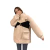 Damesjassen Hop Winter Fleece Fluffy Dames Jacket Streetwear Harajuku Fuzzy ritsjas Autumn Solid Color Lichtgewicht Zwart Beige