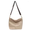 Sacs de taille femmes sac à suspendre Vintage en cuir PU mode épaule fronde Simple large sangle seau bandoulière couleur unie