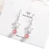 Kolczyki Dangle 925 Sterling Srebrny Strawberry Quartz Keeds Familes CN (pochodzenie) Biżuteria