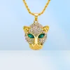 Fashion Jewelry Alloy CZ Leopard Head Crystal Hip Hop Necklace Good Gift Domineering Necklace hip hop jewelry6379553