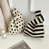 Waist Bags Knitted Black White Striped Polka Dot Handbag Fashionable Portable Shoulder Bag Women Casual