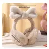 Boinas de pelúcia bowknot quente earmuffs bonito ao ar livre macio peludo orelha cobre muffs dobráveis para mulher