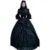 Victorian Gothic Black Wedding Dress For Bride 2023 High Collar Long Sleeves Steakpunk Vintage Bridal Gowns Tiered Floor Length