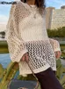 Swetry damskie Hejoungirl Vintage Casual Knit Sweater T-shirt długie rękawie Y2K puste topy luźne pullover tee moda streetwear 231113