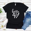 T-shirt femme Hello Forty Shirt Hello 40 Tshirt 40e anniversaire T-shirt anniversaire voyage chemise cadeau d'anniversaire unisexe graphique t-shirts femme t-shirts 230414