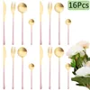 Conjuntos de utensílios de jantar 16pcs Conjunto de ouro branco 304 talheres de aço inoxidável