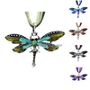 Pendant Necklaces Enamel Dragonfly Necklace Lace Wax Rope Chain Bohemian Statement Crystal For Women Jewelry Drop Delivery Pe Dhgarden Dhigs