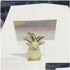 Party Favor Style Gold Pineapple Place Card Holder Tabellnummer Figur Stand Leveranser Digital Seat Decoration ZA1394 Drop de Dhune