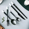 Set di stoviglie Minimalismo in acciaio inossidabile Colore solido Forchetta Cucchiaio Bacchette Set di stoviglie Utensili da cucina