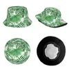 Berets Casual Tropical Summery Verde Havaiano Palmeira Floral Balde Chapéus Unissex Empacotável Caminhadas Pesca Cap Bob