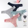 Women's Panties 3pcs/Set G-string Panties Cotton Women's Underwear Sexy Panties Female Underpants T-back Thong Solid Color Pantys Lingerie M-XL 230414