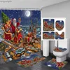 シャワーカーテンクリスマスシャワーカーテンセットサンタクリスマスツリーナイトシーンバスルーム装飾ドアラグバスマットトイレカバーR231114