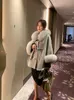 Women's Wool Blends Luxur Korean Design Real Cashmere Blend Coat Kvinnor Ullrockar med päls krage trim