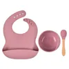 Kopjes gerechten gebruiksvoorwerpen 3 pc's/set baby siliconen kom lepel slabbetjes