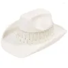 Bérets 449B superbe chapeau de Cowboy Western Cowgirl pour femmes fille Po accessoires glands chatoyants boîte de nuit Bar danse