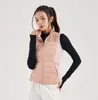 lu Piumino da yoga da donna Gilet White Duck ll Outfit Piumino tinta unita Sport Capispalla invernale