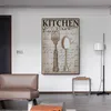 Vintage Messer und Gabeln Leinwand Gemälde Poster und Drucke Wandkunst Bild für Kaffee Zimmer Küche Restaurant Cuadros Decor