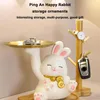 Decorative Objects Figurines Lucky Cat Statue Resin Storage Sculpture Organizing Tray Small Items Box Laughing Miniature For Home Entrance Decoration 231114